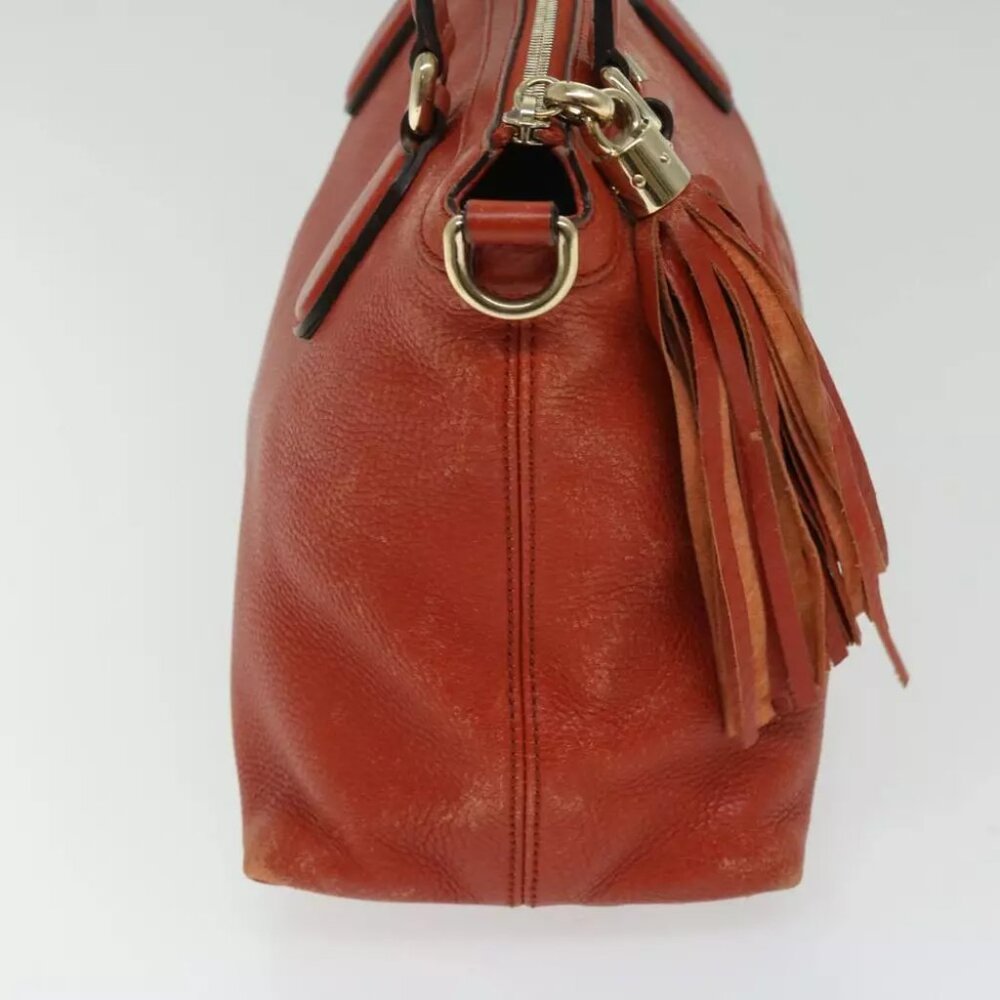 GUCCI Soho Hand Bag Leather 2way Orange - Picture 7 of 7